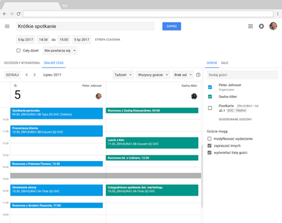 Screen aplikacji Kalendarz Google