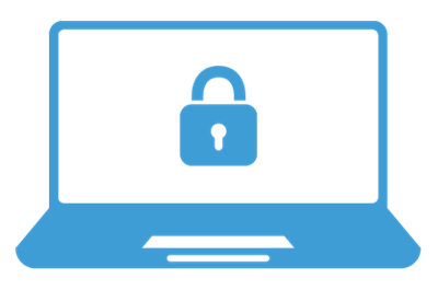 Laptop z kłódką na matrycy